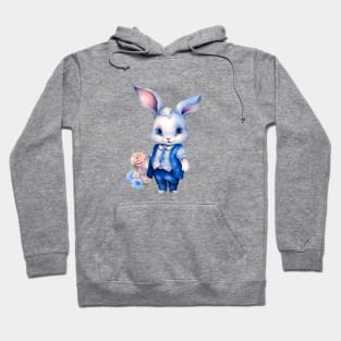 Easter bunny boy with jeans and flowers Hoodie